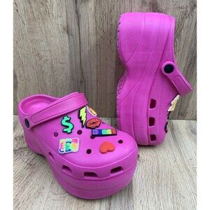 Platform Clogs Sandal Shoes Women’s Size 7.5 Pink Unbranded Random Jibbitz